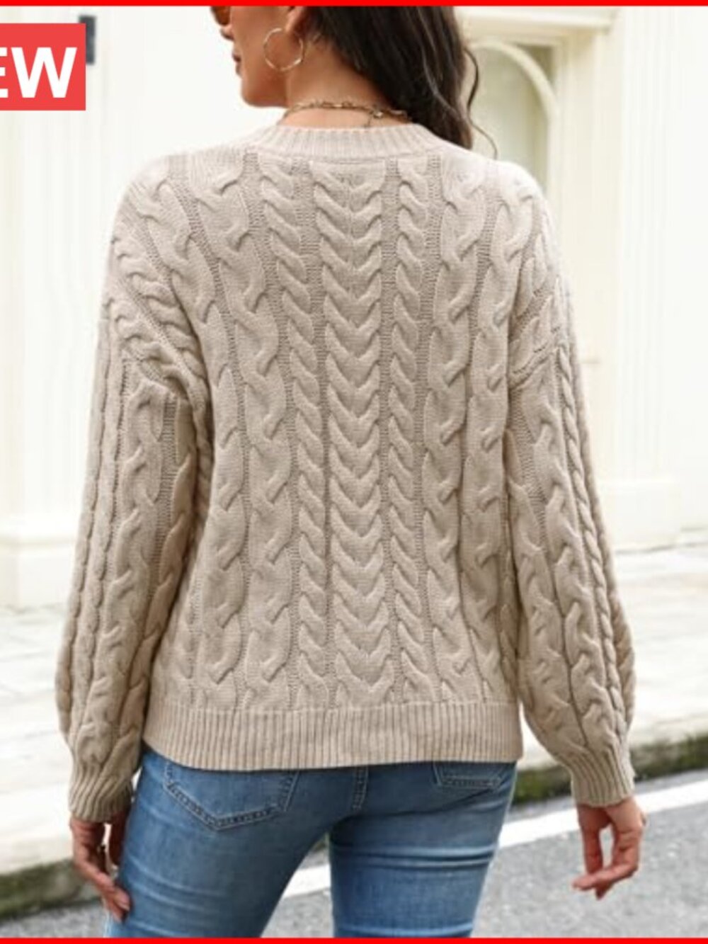 Cable Knit Cardigan Sweater Open Front Long Sleeve Acrylic Blend - Picture 2 of 6